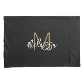 Moderne Girly Black Monogram Erstname Chic Kissenbezug (Vorderseite-Rechts)