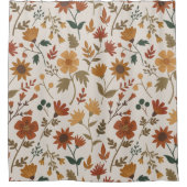 Moderne Girly Blume und Blätter Muster Goldrust Duschvorhang (Vorderseite)