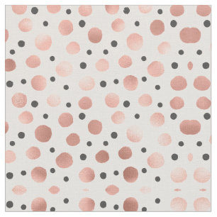 Moderne Girly Blush Rose Gold Black Polka Dots Stoff