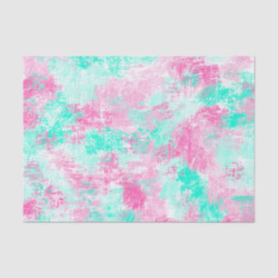 Moderne Girly Bright Pink Aquamarin Paint Splotche Seidenpapier