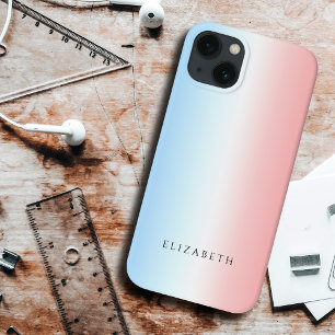 Moderne Girly Chic Blue Pink White Simple Gradient Case-Mate iPhone Hülle