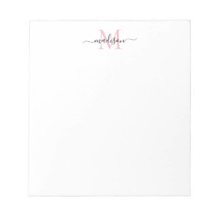 Moderne Girly Chic Monogram Blush Pink Black Notizblock