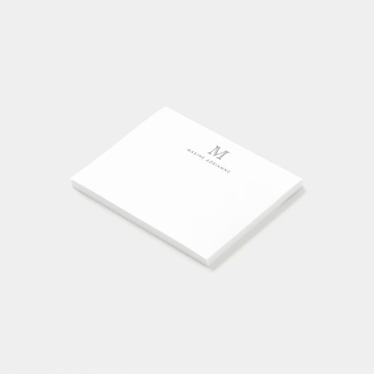 Moderne Girly Chic Silver Gray Monogram Initial Post-it Klebezettel (angewinkelt)