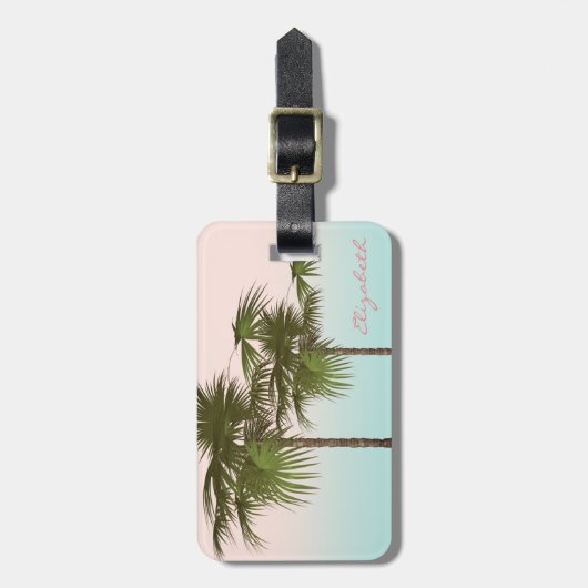 Moderne Girly Cool Tropical, Palme Tree Gepäckanhänger (Vorderseite vertikal)