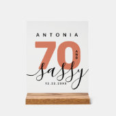 Moderne Girly Copper 70 und Sassy Birthday Acrylschild (Vorderseite)