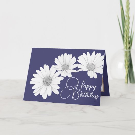 Moderne Girly Daisies Blume Lila Geburtstag Karte (Vorderseite)
