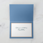 Moderne Girly Daisies Floral Blume Blauer Geburtst Karte (Innenseite)