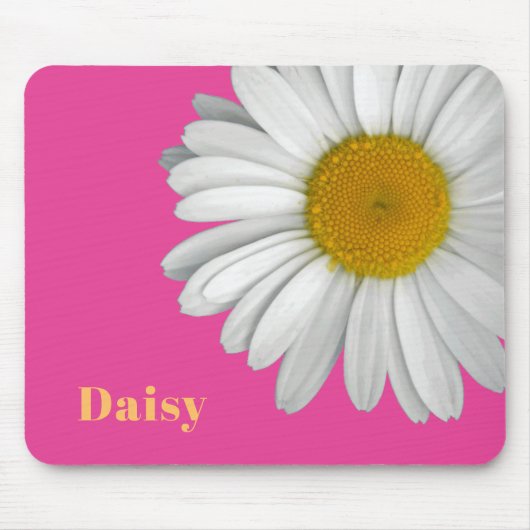 Moderne Girly Daisy Blume Name Hot Pink Mousepad (Vorne)