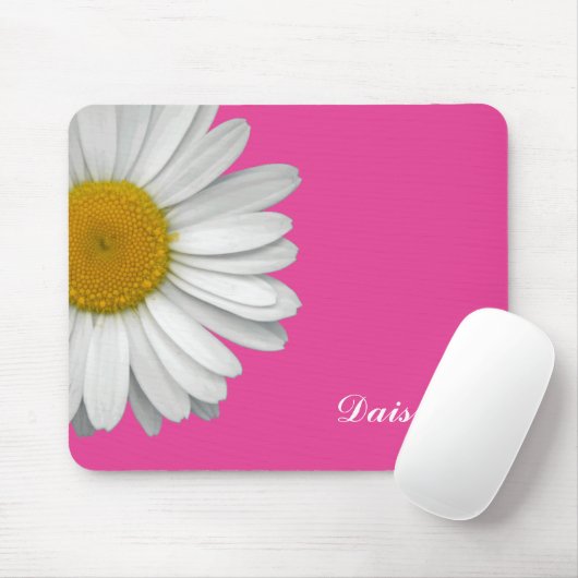 Moderne Girly Daisy Blume Name Hot Pink Mousepad (Mit Mouse)