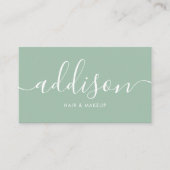 Moderne Girly Dusty Mint Minimalistische Kalligraf Visitenkarte (Vorderseite)