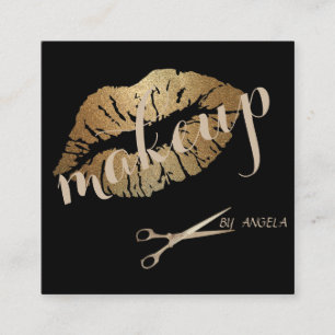 Moderne Girly Elegante Glitterie Lippen, Scheren Quadratische Visitenkarte