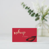 Moderne Girly Elegante Rot, Glitterie Lippen Visitenkarte (Stehend Vorderseite)