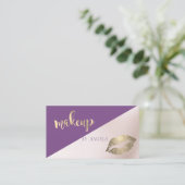 Moderne Girly Elegante Violett, Glitzer Lippen Visitenkarte (Stehend Vorderseite)