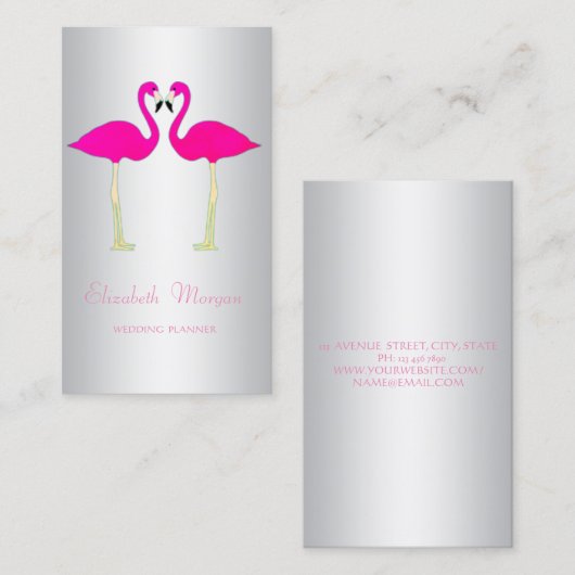 Moderne Girly Funny, rosa Flamingos in Liebe Visitenkarte (Vorne/Hinten)