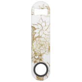 Moderne Girly gelbes Goldblumenillustrationen Speedflaschenöffner (Rückseite)