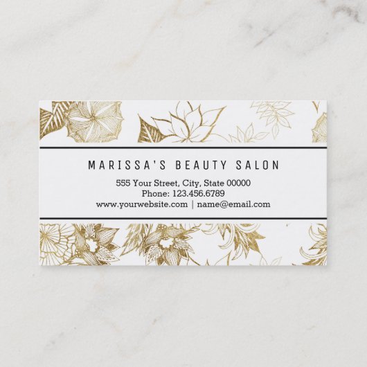 Moderne Girly gelbes Goldblumenillustrationen Visitenkarte (Rückseite)