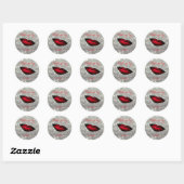 Moderne Girly, Glitzer, Bokeh Rote Lippen Runder Aufkleber (Blatt)