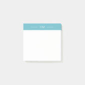 Moderne Girly Light Blue Monogram Initialen Post-it Klebezettel (Vorderseite)