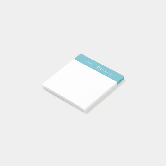 Moderne Girly Light Blue Monogram Initialen Post-it Klebezettel (angewinkelt)