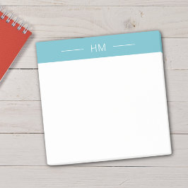 Moderne Girly Light Blue Monogram Initialen Post-it Klebezettel