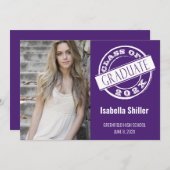 Moderne Girly Lila Foto Grad Graduation Party Einladung (Vorne/Hinten)