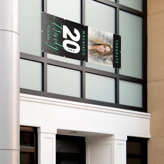 Moderne Girly Mint Green 20 und Trendy Banner (Äußeres Gebäude)