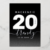 Moderne Girly Mint Green 20 und Trendy Folieneinladung (Vorderseite)