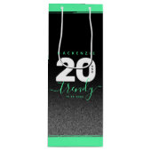Moderne Girly Mint Green 20 und Trendy Geschenktüte Für Weinflaschen (Vorderseite)