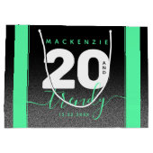 Moderne Girly Mint Green 20 und Trendy Große Geschenktüte (Rückseite)