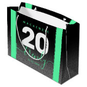 Moderne Girly Mint Green 20 und Trendy Große Geschenktüte (Rückseite Schrägansicht)