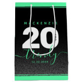 Moderne Girly Mint Green 20 und Trendy Mittlere Geschenktüte (Rückseite)