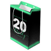 Moderne Girly Mint Green 20 und Trendy Mittlere Geschenktüte (Rückseite Schrägansicht)