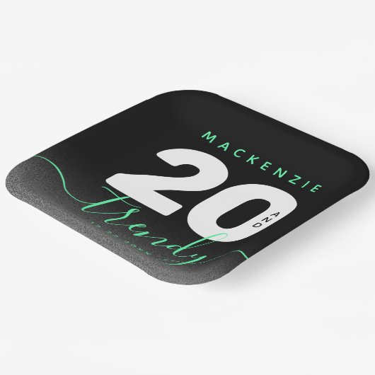 Moderne Girly Mint Green 20 und Trendy Pappteller (Gewinkelt)