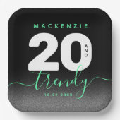 Moderne Girly Mint Green 20 und Trendy Pappteller (Vorderseite)