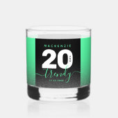 Moderne Girly Mint Green 20 und Trendy Whiskyglas (Rückseite)