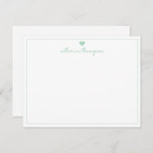 Moderne Girly Mint Green Heart Feminine Chic Scrip Mitteilungskarte (Vorne/Hinten)
