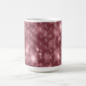 Moderne Girly Monogram Dusky Rose Sparkle Kaffeetasse (Mittel)