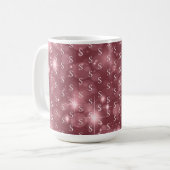 Moderne Girly Monogram Dusky Rose Sparkle Kaffeetasse (Vorderseite Links)