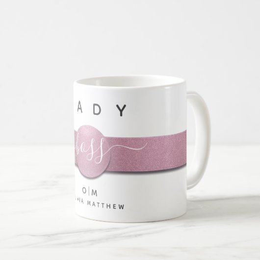 Moderne Girly Monogram Name Chic Lady Boss Script Kaffeetasse (VorderseiteRechts)