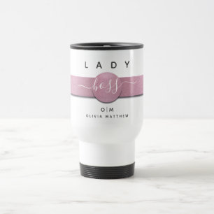 Moderne Girly Monogram Name Chic Lady Boss Script Reisebecher