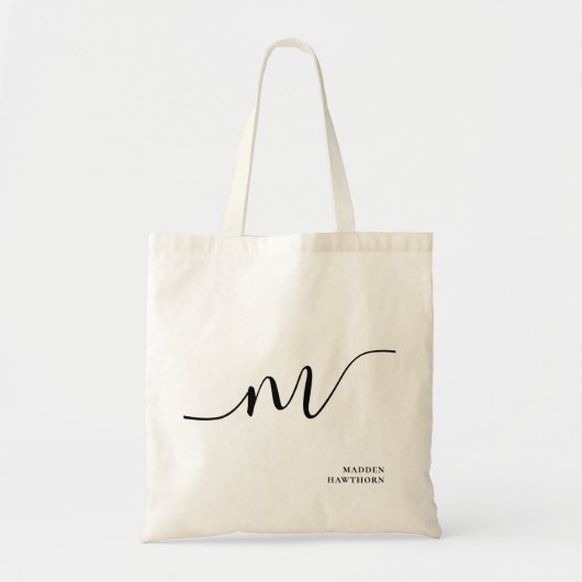 Moderne Girly Monogram Script Calligraphy Chic Nam Tragetasche (Vorne)