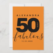 Moderne Girly Orange 50 und fabulous Einladung (Rückseite)