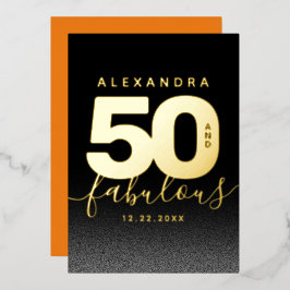 Moderne Girly Orange 50 und fabulous Folieneinladung