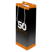 Moderne Girly Orange 50 und fabulous Geschenktüte Für Weinflaschen (Vorderseite Schrägansicht)
