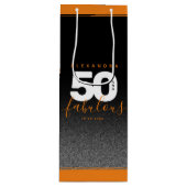 Moderne Girly Orange 50 und fabulous Geschenktüte Für Weinflaschen (Vorderseite)