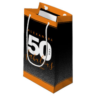Moderne Girly Orange 50 und fabulous Kleine Geschenktüte