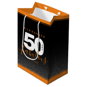 Moderne Girly Orange 50 und fabulous Mittlere Geschenktüte