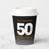 Moderne Girly Orange 50 und fabulous Pappbecher (Rückseite)