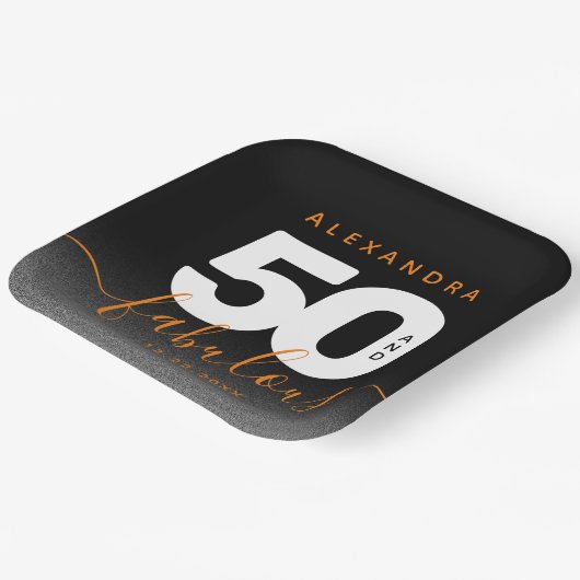 Moderne Girly Orange 50 und fabulous Pappteller (Gewinkelt)