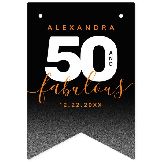 Moderne Girly Orange 50 und fabulous Wimpelkette (Erste Fahne)